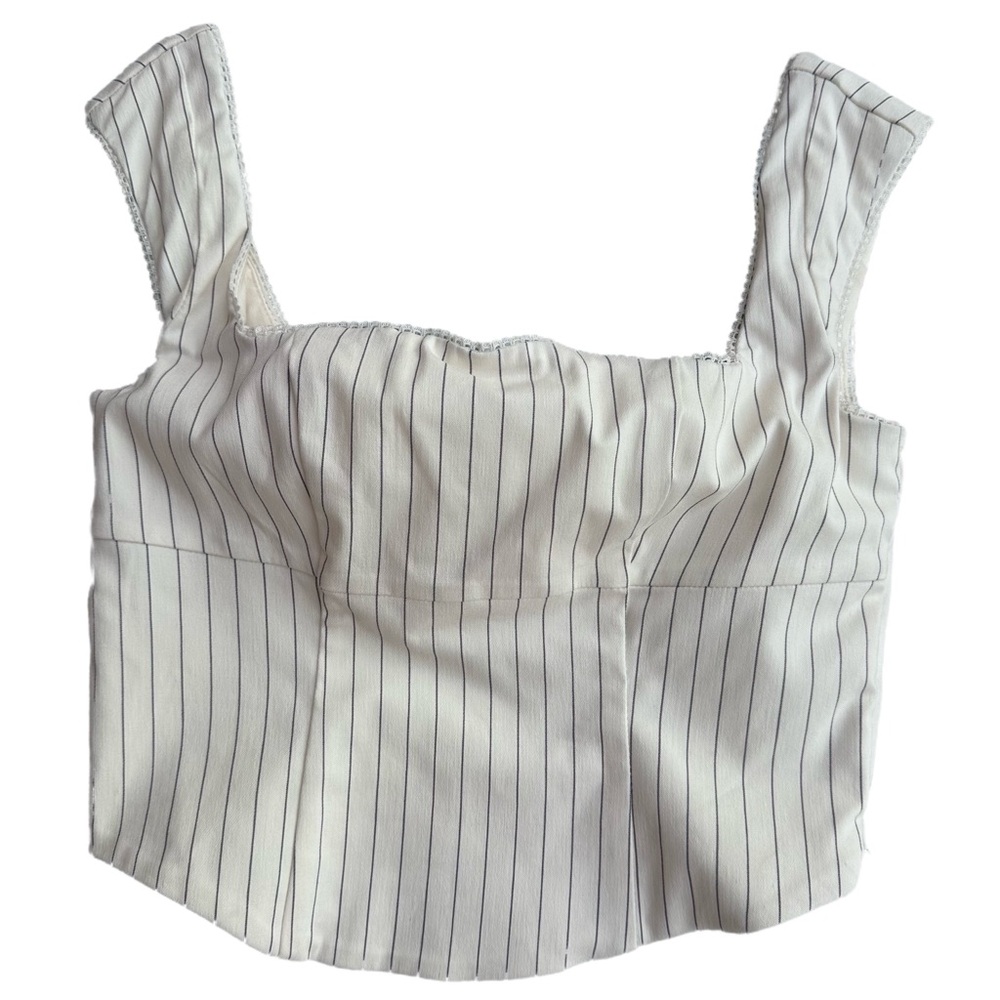 wild fable White Pinstripe Square-Neck Crop Top